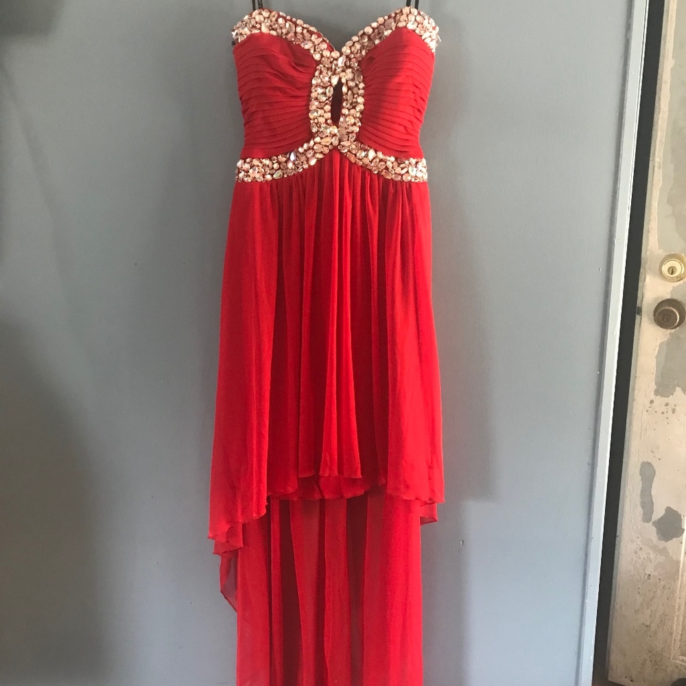 B. Darlin Junior's Strapless High-Low Dress